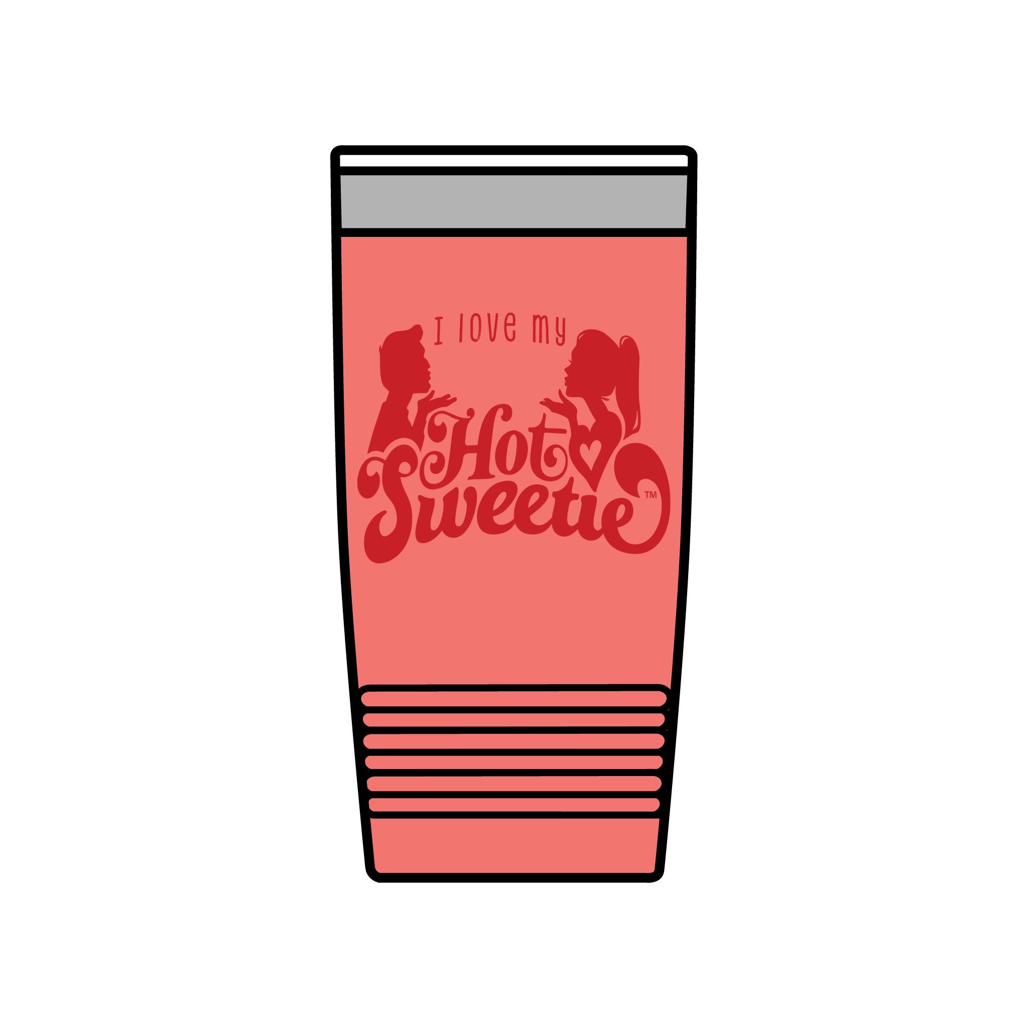 Insulated Tumbler — "I Love My Hot Sweetie" Retro Valentine Travel Cup (20oz)