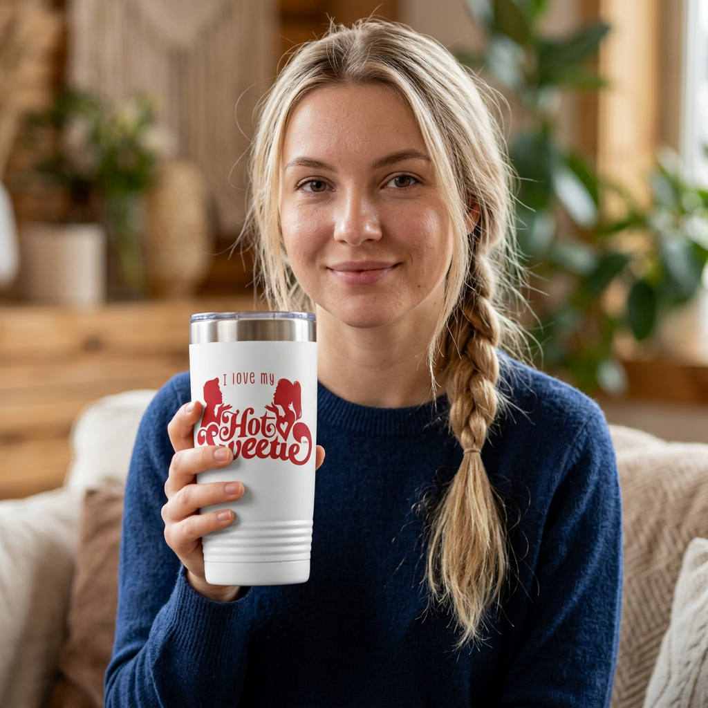 Insulated Tumbler — "I Love My Hot Sweetie" Retro Valentine Travel Cup (20oz)